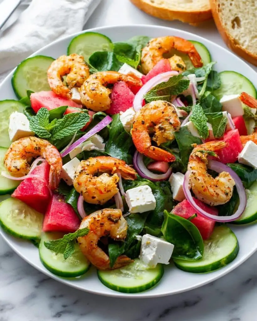 Shrimp, Watermelon, and Feta Salad