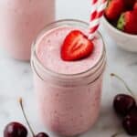 5-Minute Strawberry Cherry Smoothie with Greek Yogurt