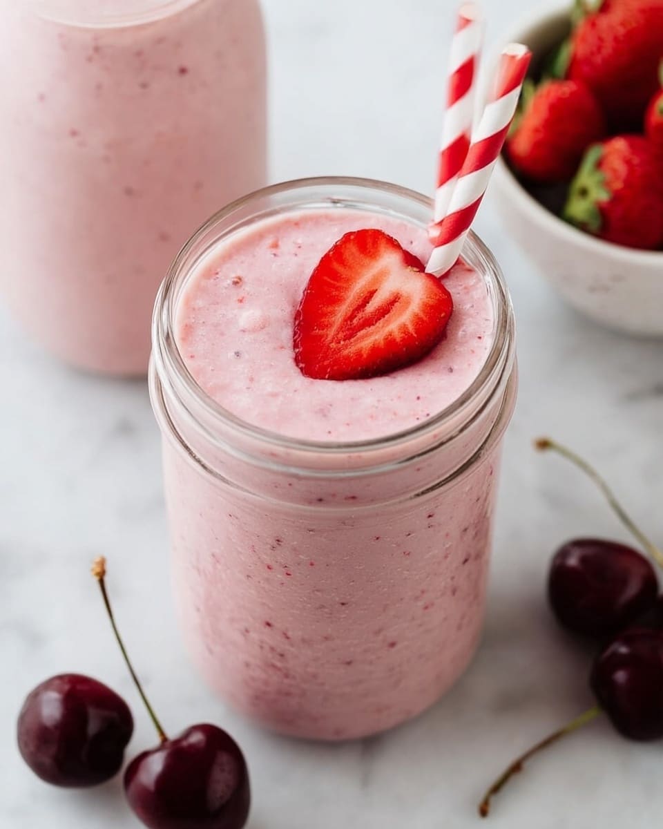 5-Minute Strawberry Cherry Smoothie with Greek Yogurt