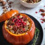 Stuffed Pumpkin with Mushroom Rice and Cranberries