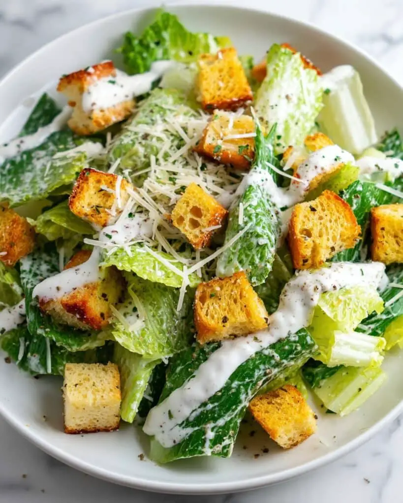 Creamy Classic Caesar Salad Recipe with Easy Homemade Dressing Perfect for Dinner