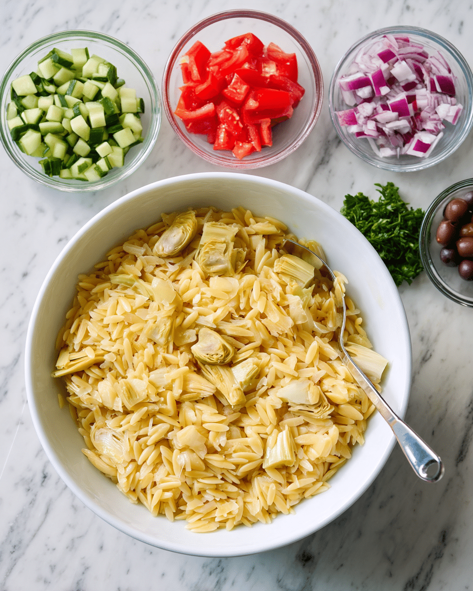 Fresh Greek Orzo Salad with Zesty Lemon Vinaigrette