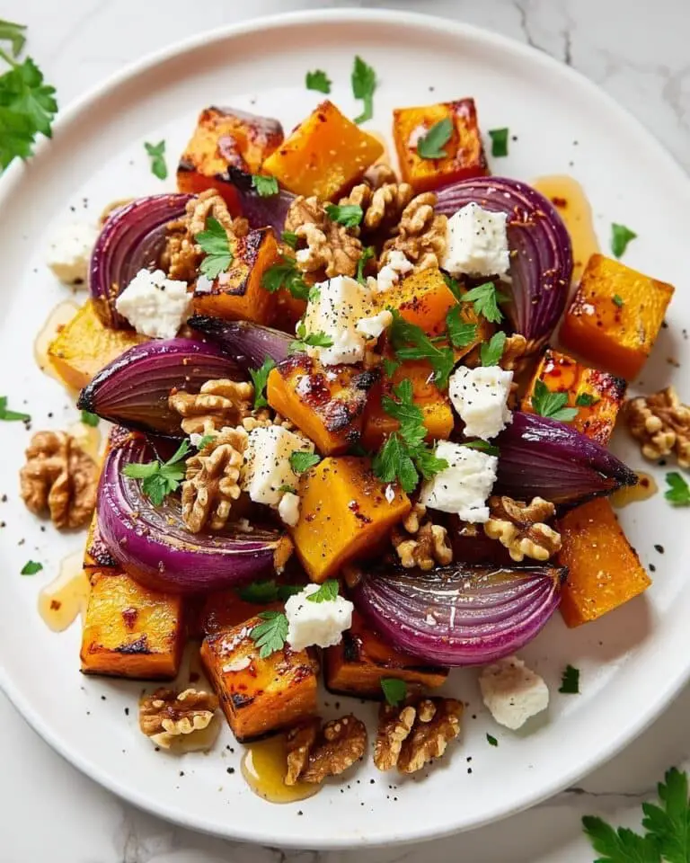Hot Honey Pumpkin with Red Onion, Feta & Walnuts