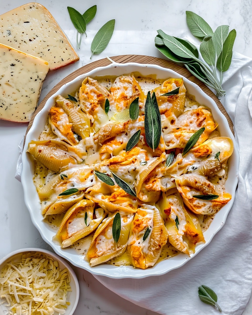 Pumpkin & Gouda Stuffed Shells With Brown Butter & Sage Alfredo Sauce