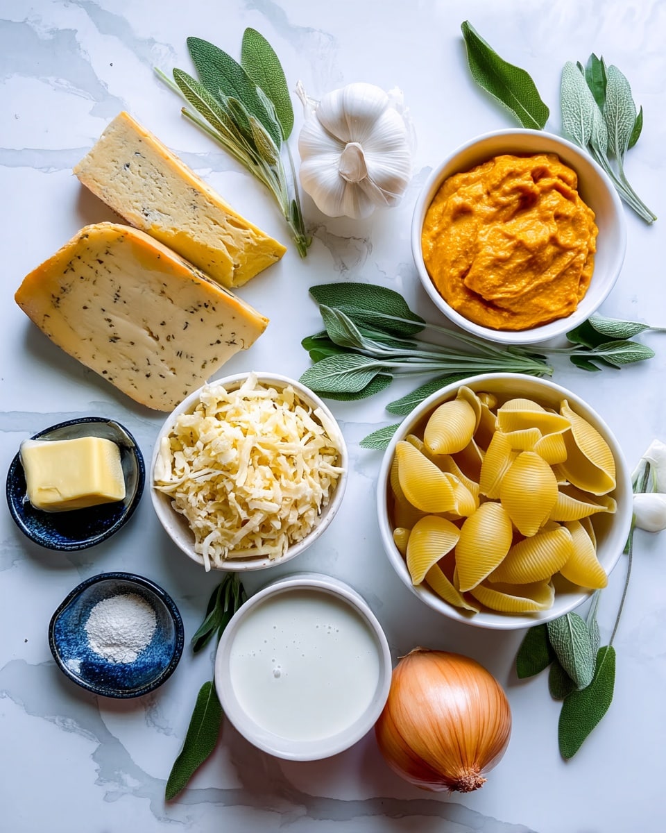 Pumpkin & Gouda Stuffed Shells With Brown Butter & Sage Alfredo Sauce